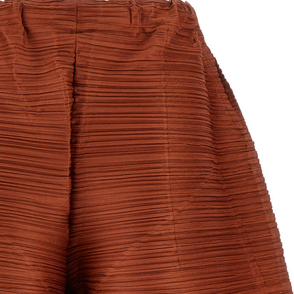 PLEATS PLEASE ISSEY MIYAKE Brown Polyester Casual Pants
