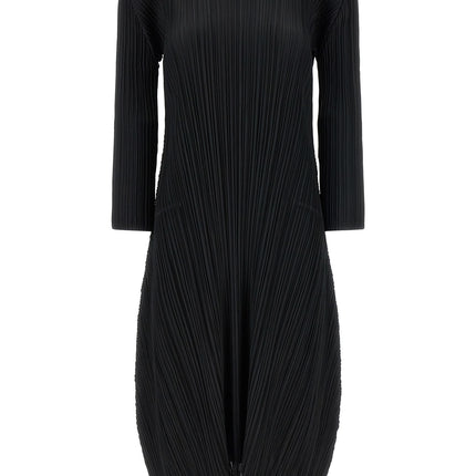 PLEATS PLEASE ISSEY MIYAKE Black Polyester Midi Dress