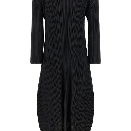 PLEATS PLEASE ISSEY MIYAKE Black Polyester Midi Dress