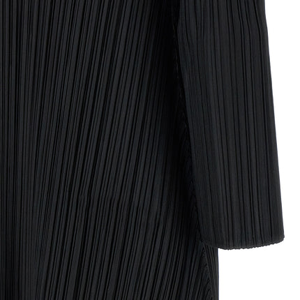 PLEATS PLEASE ISSEY MIYAKE Black Polyester Midi Dress