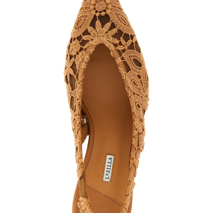 LE SILLA Brown Cotton Mid Heel Pumps