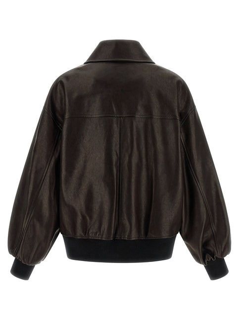 Khaite Brown Lamb Leather Leather Jacket