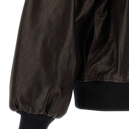 Khaite Brown Lamb Leather Leather Jacket