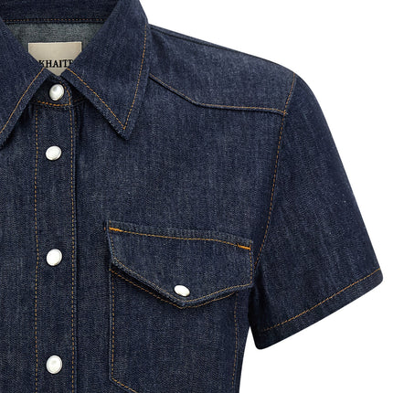 Khaite Blue Cotton Blouse