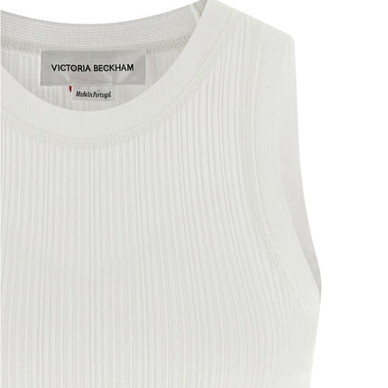 Victoria Beckham White Cotton Sleeveles T-Shirt