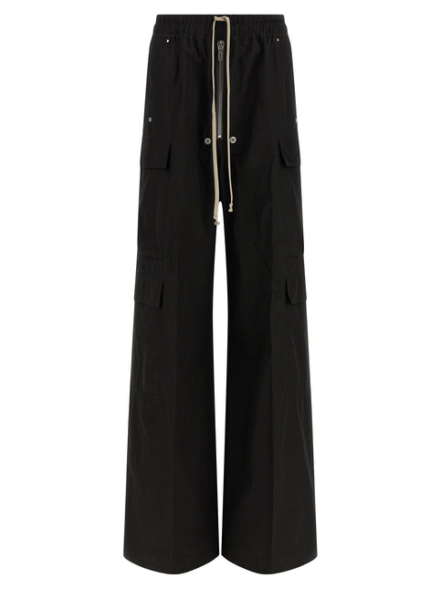 Rick Owens Black Cotton Cargo Pants