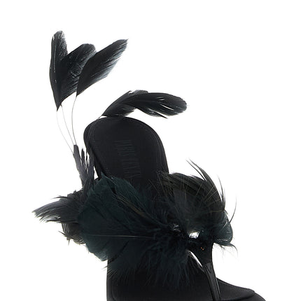 Paris Texas Black Silk Stiletto Heel Sandals