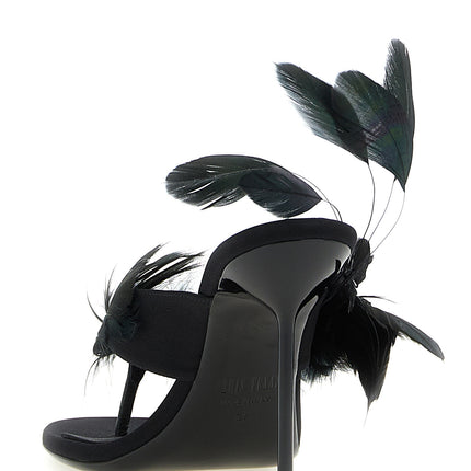 Paris Texas Black Silk Stiletto Heel Sandals