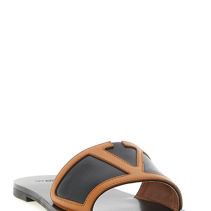 Valentino Garavani Brown Lamb Leather Slides