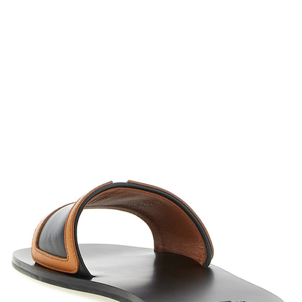 Valentino Garavani Brown Lamb Leather Slides
