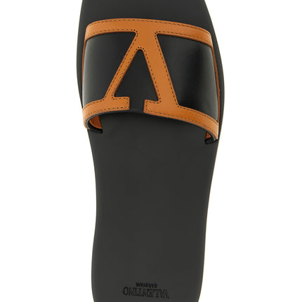 Valentino Garavani Brown Lamb Leather Slides