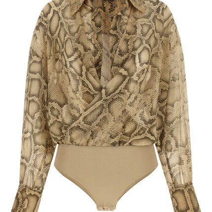 The Andamane Beige Polyester Bodysuit