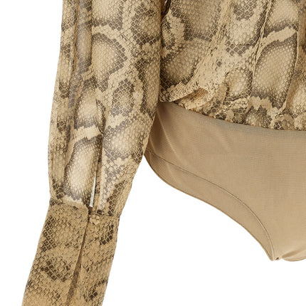 The Andamane Beige Polyester Bodysuit