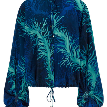 F.R.S. - FOR RESTLESS SLEEPERS Blue Silk Blouse