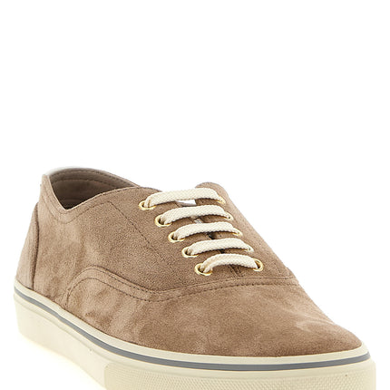 Brunello Cucinelli Beige Calfskin Low Top Sneakers
