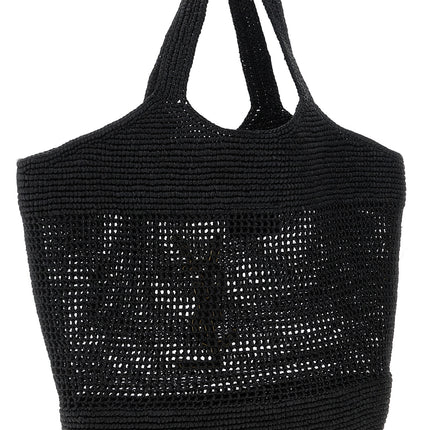 Saint Laurent Black Raffia Tote Bag