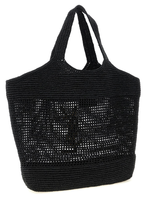 Saint Laurent Black Raffia Tote Bag