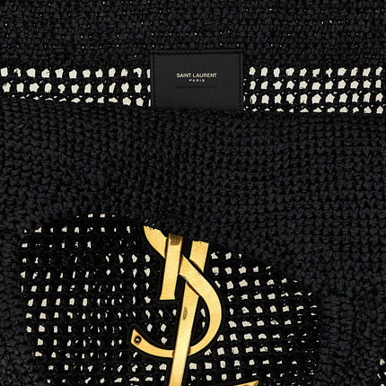 Saint Laurent Black Raffia Tote Bag