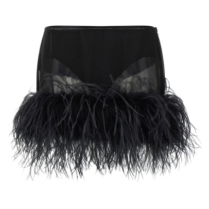 The Attico Black Polyester Long Skirt