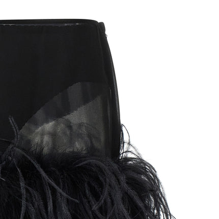 The Attico Black Polyester Long Skirt