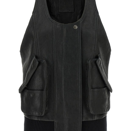 The Attico Black Lamb Leather Sleeveless Jacket