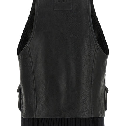 The Attico Black Lamb Leather Sleeveless Jacket