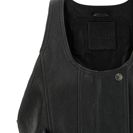 The Attico Black Lamb Leather Sleeveless Jacket