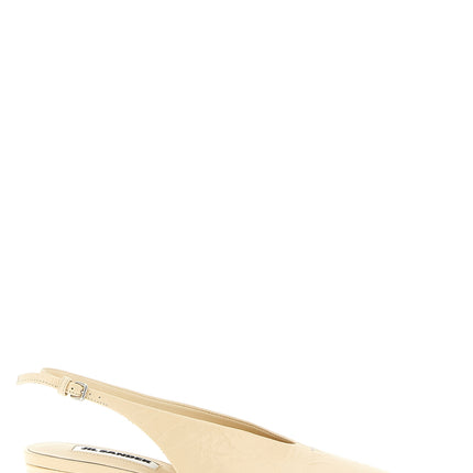 Jil Sander Beige Calfskin Mid Heel Pumps