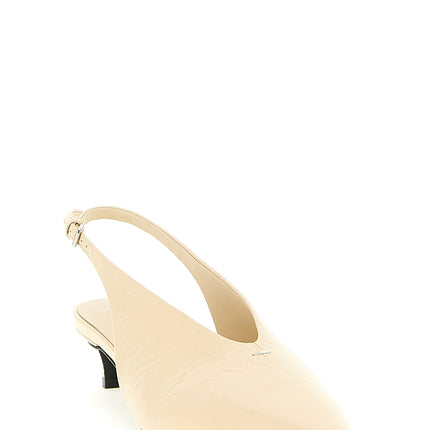Jil Sander Beige Calfskin Mid Heel Pumps