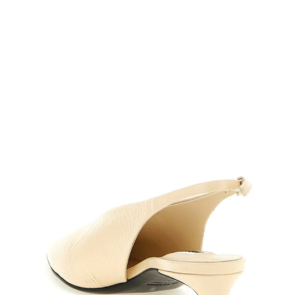 Jil Sander Beige Calfskin Mid Heel Pumps