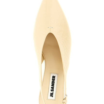 Jil Sander Beige Calfskin Mid Heel Pumps