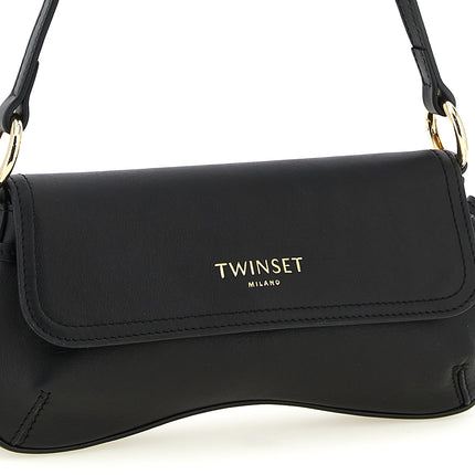 Twinset Black Leather Shoulder Bag