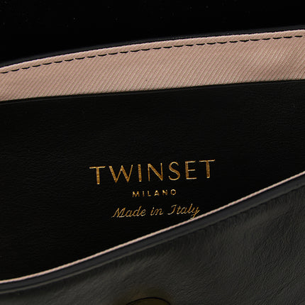 Twinset Black Leather Shoulder Bag