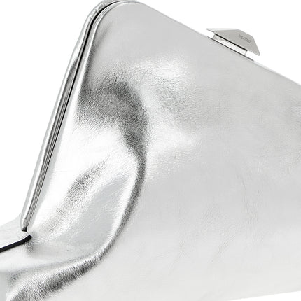 The Attico Silver Calfskin Clutch Bag