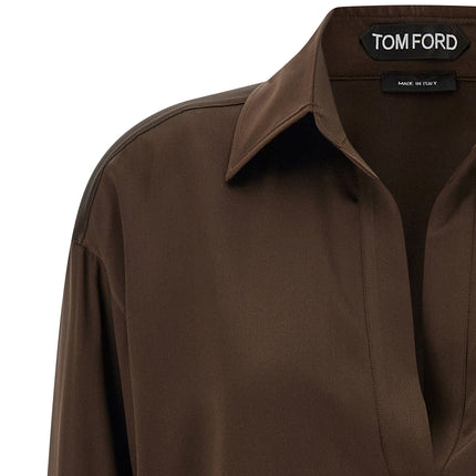 Tom Ford Brown Silk Polo Shirt