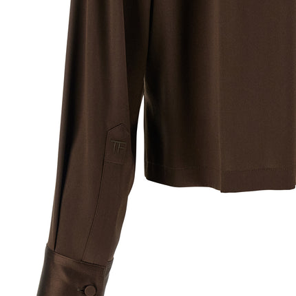 Tom Ford Brown Silk Polo Shirt