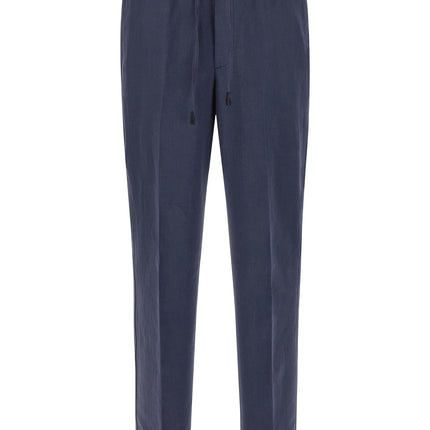 Brioni Blue Linen Casual Pants