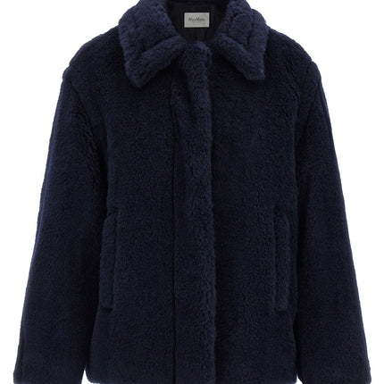 Max Mara Blue Alpaca Leather Coat
