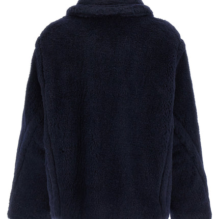 Max Mara Blue Alpaca Leather Coat