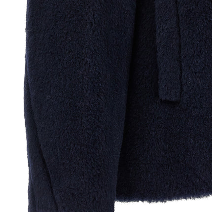 Max Mara Blue Alpaca Leather Coat