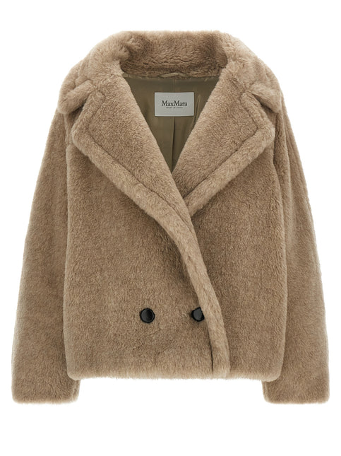 Max Mara Beige Alpaca Leather Coat