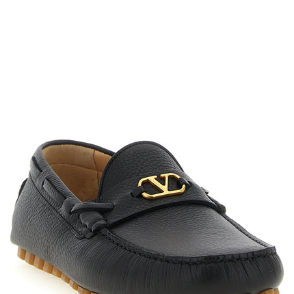 Valentino Garavani Black Calfskin Slip-On Loafers