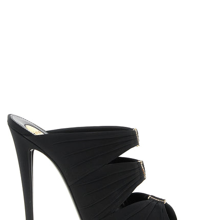 Saint Laurent Black Viscose Stiletto Heel Sandals
