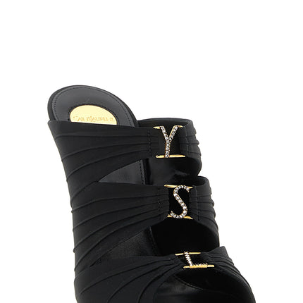 Saint Laurent Black Viscose Stiletto Heel Sandals