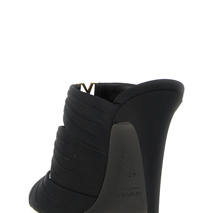 Saint Laurent Black Viscose Stiletto Heel Sandals