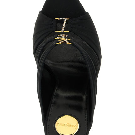 Saint Laurent Black Viscose Stiletto Heel Sandals