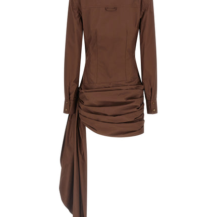 Giuseppe Di Morabito Brown Cotton Short Dress