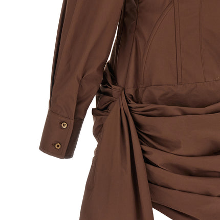 Giuseppe Di Morabito Brown Cotton Short Dress