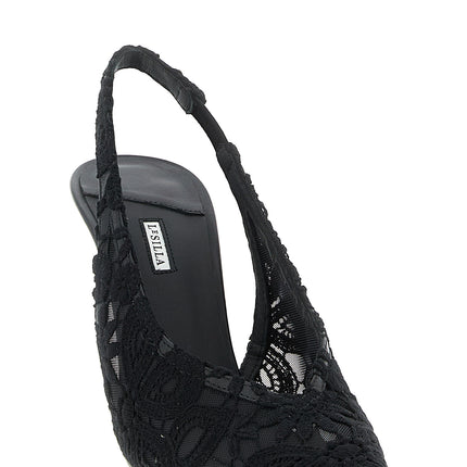 LE SILLA Black Cotton High Heel Pumps