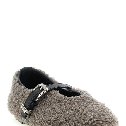 KATE CATE Gray Calfskin Ballet Flats